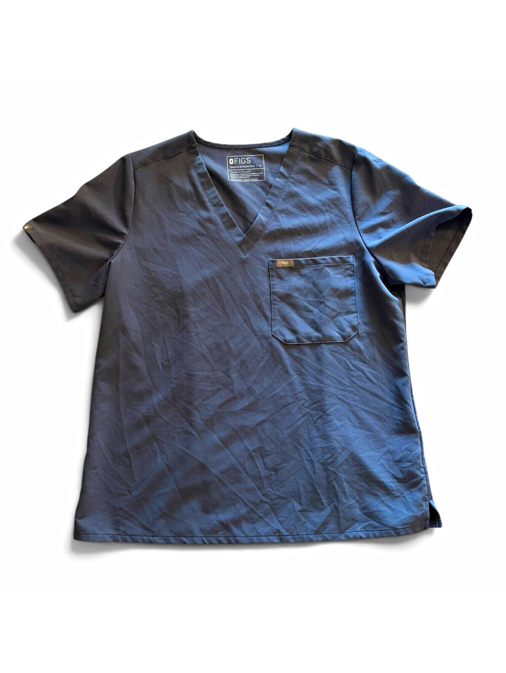 FIGS Technical Collection Blue Solid V-Neck Scrub Top XL Polyester Blend